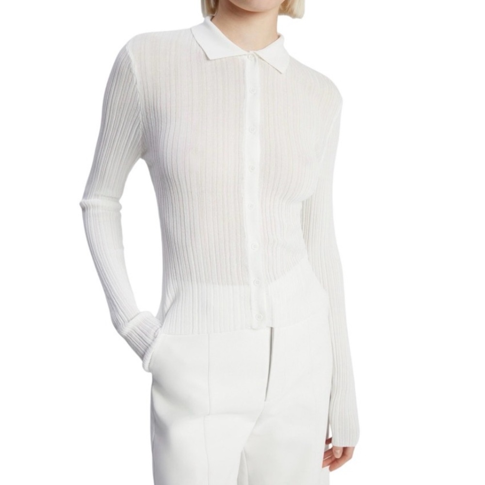 Bardot Ayda Knit Polo Top In Orchid White - XS - NWT